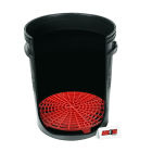 Detailer Balde Preto para Lavagem com Separador de Partículas Vermelho (19 Litros)