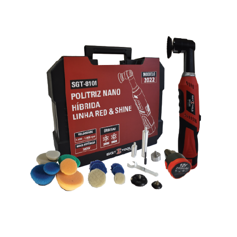 Sigma Tools Politriz Nano Híbrida Red & Shine Recarregável à Bateria - SGT-8101 (300W - 12V)