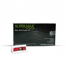 Supermax Luva Preta Nitrílica Black - Tamanho G 8 (Caixa 100 unidades)